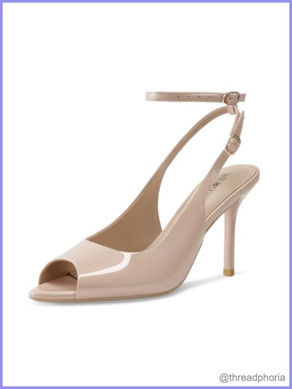 Peep Toe Slingback Stiletto Pumps Patent Faux Leather Dressy Heels